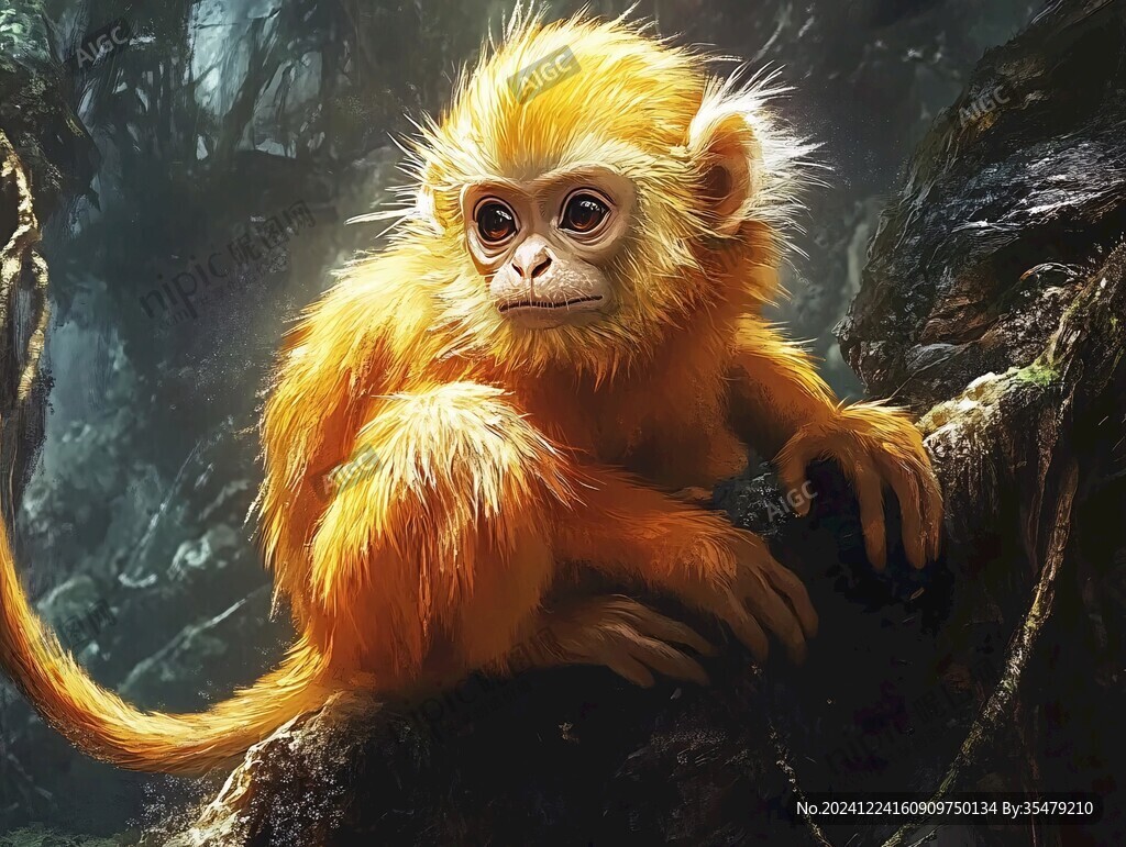 手绘金丝猴