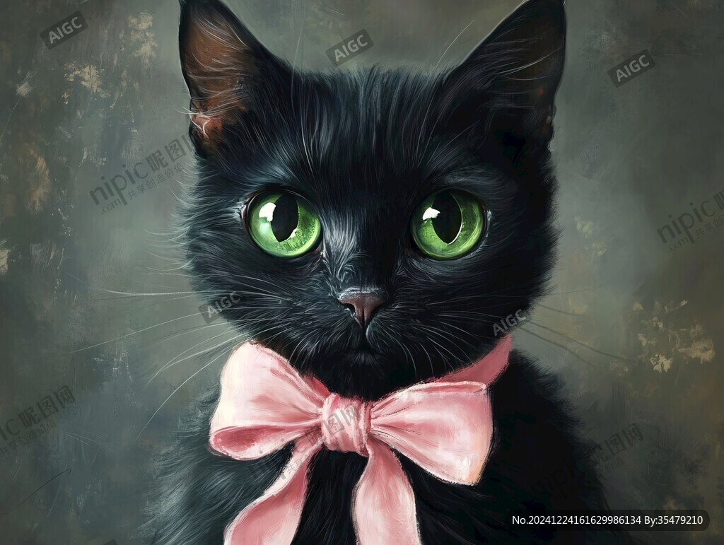 手绘大眼萌猫咪装饰画