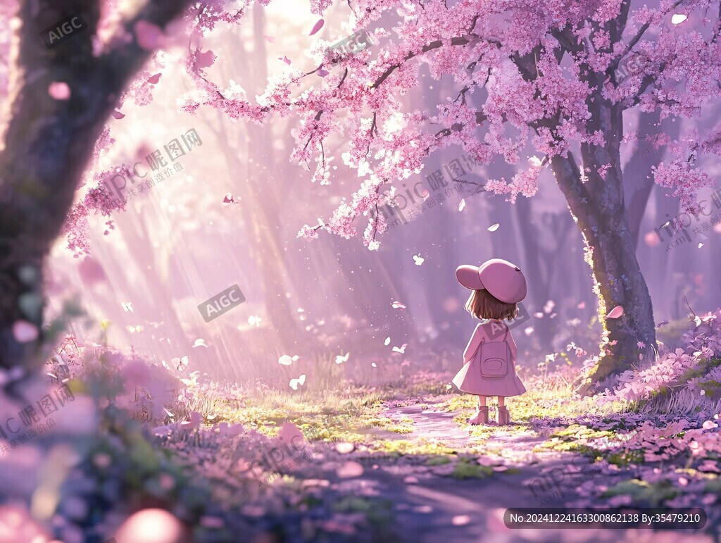 樱花树下的少女