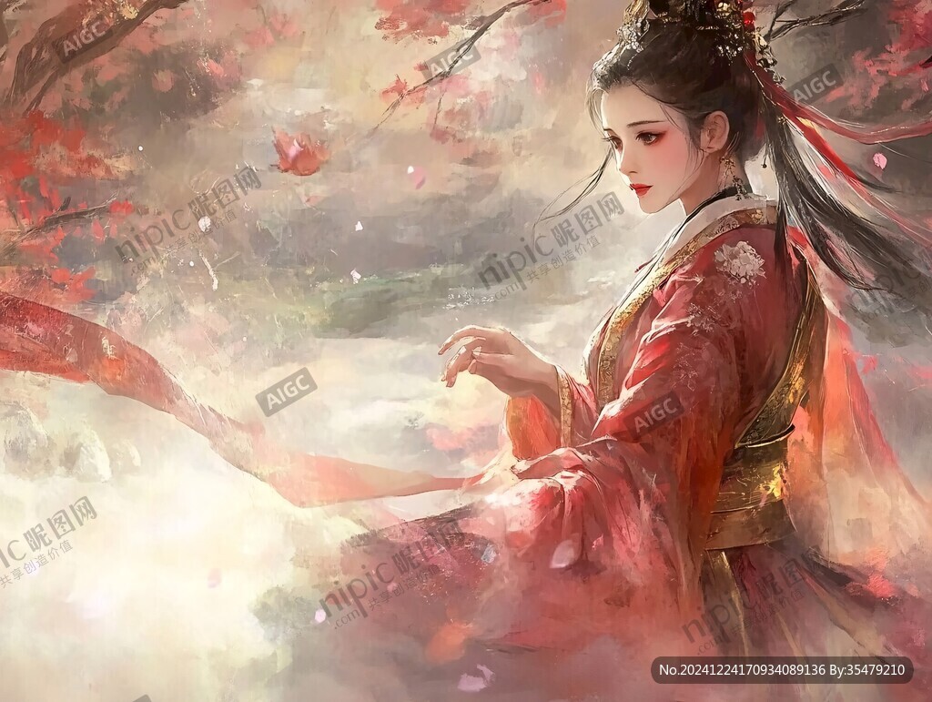 红衣少女设计古风