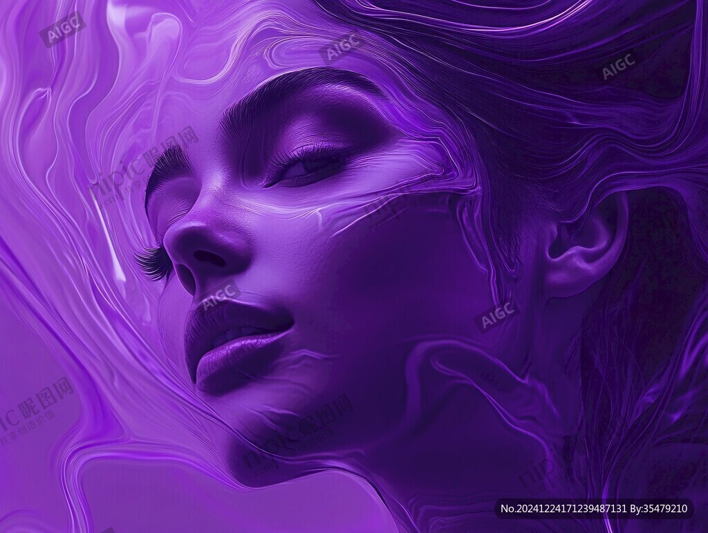 紫色梦幻流体画