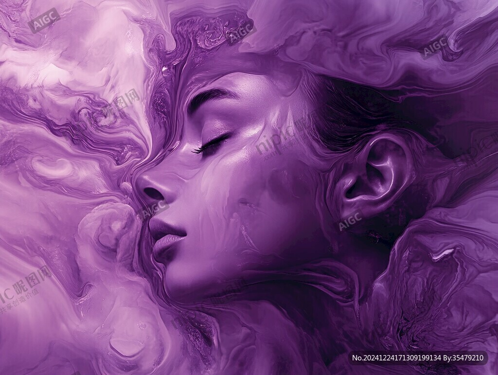 紫色梦幻流体画