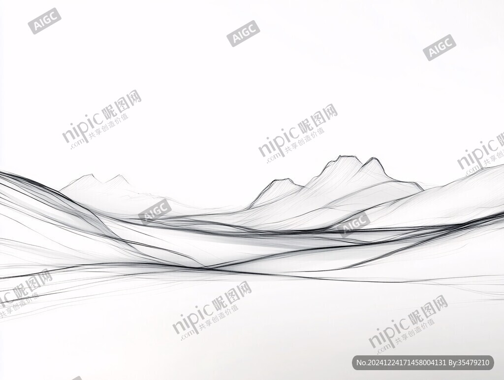 超质感山水线条背景