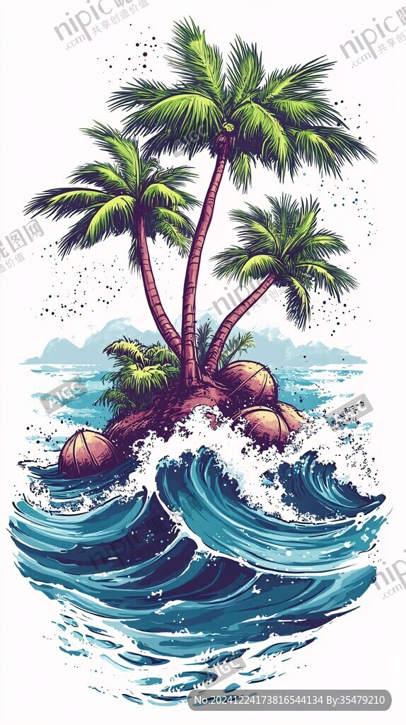 手绘海岛