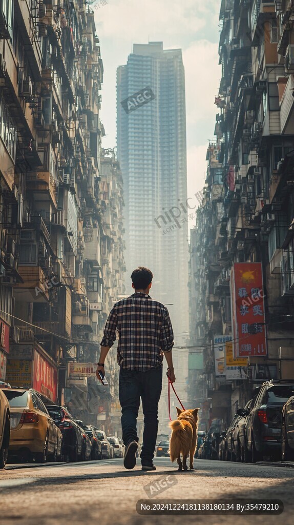 城市遛狗场景