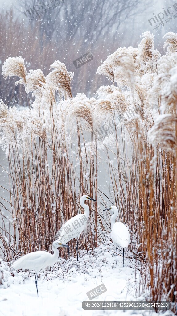 芦苇荡雪景