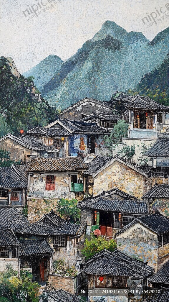 爨底下风情油画