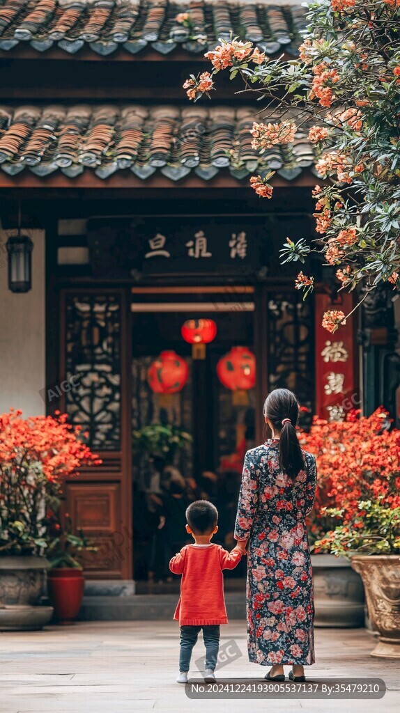 一家人逛园林