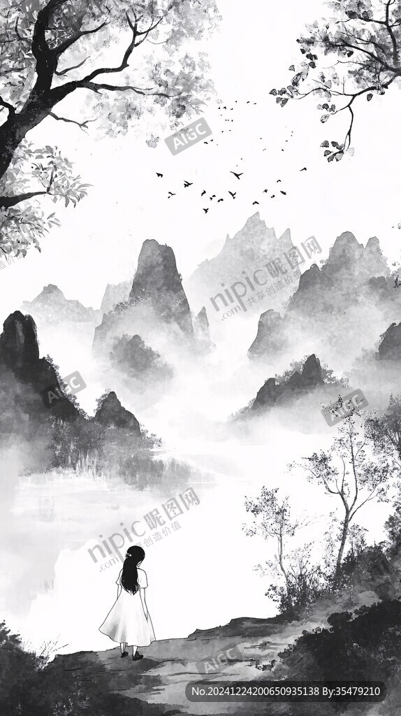 古风插画山水风光