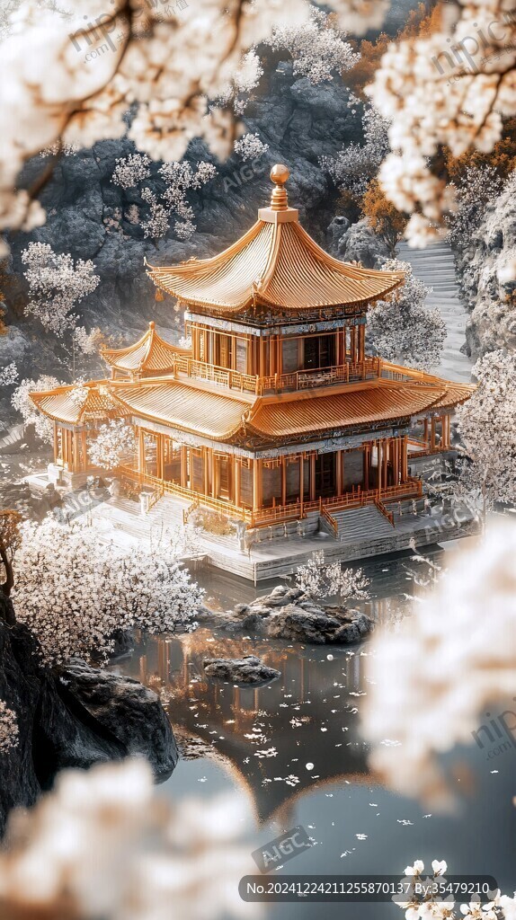 插画爱晚亭