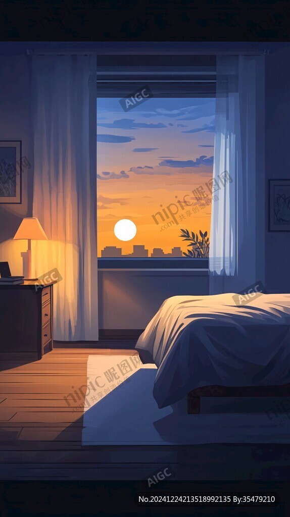 插画夕阳