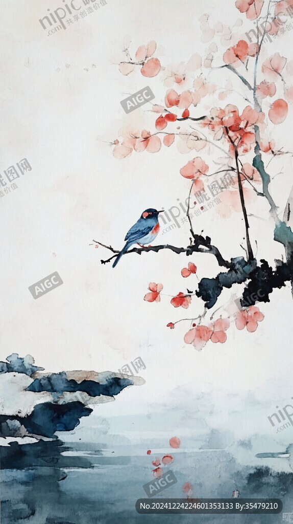 水彩风花鸟图