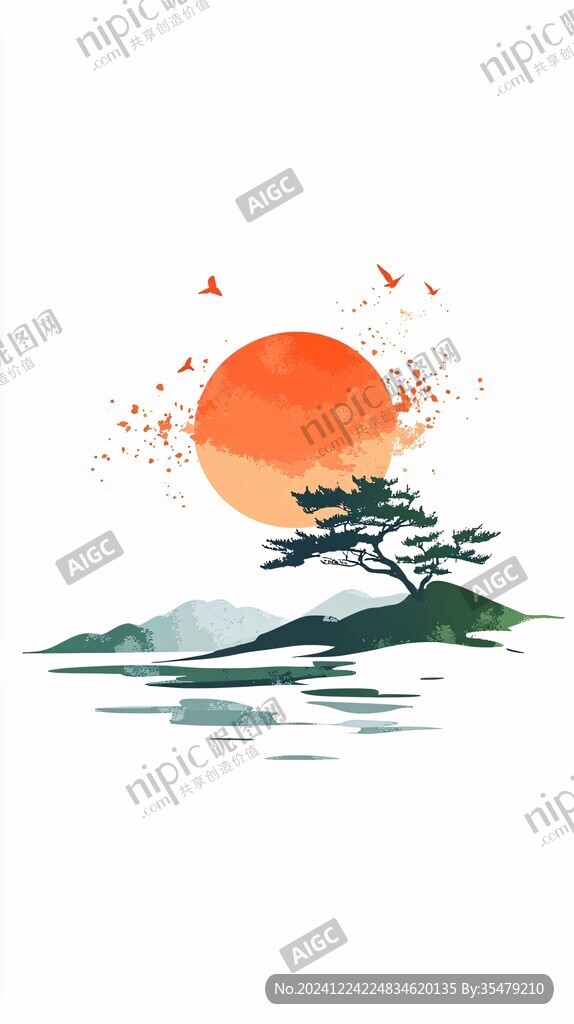旭日东升插画