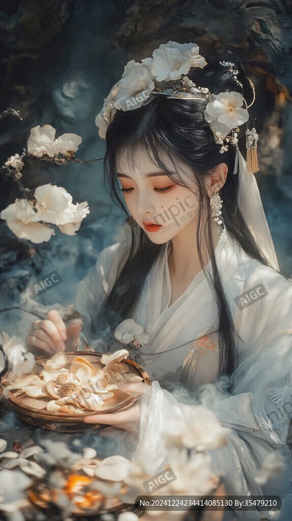 汉服女孩古风插画