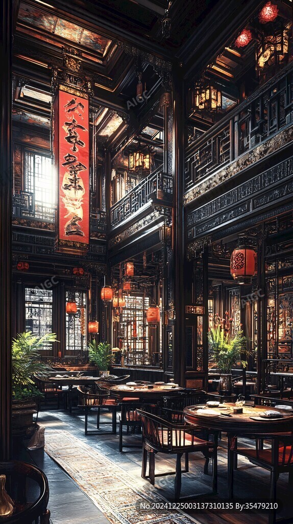 中式对称餐馆