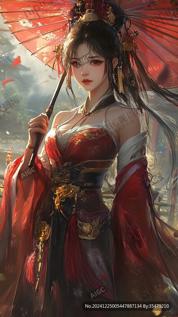 红衣少女设计古风