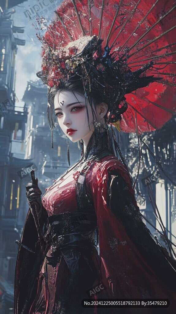 红衣少女设计古风