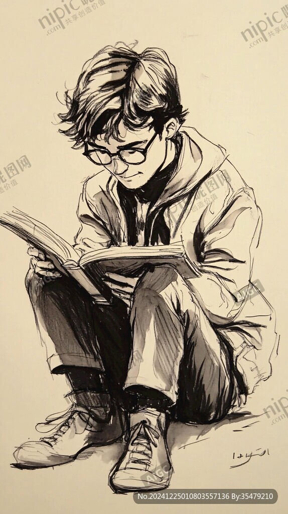 画速写的少年