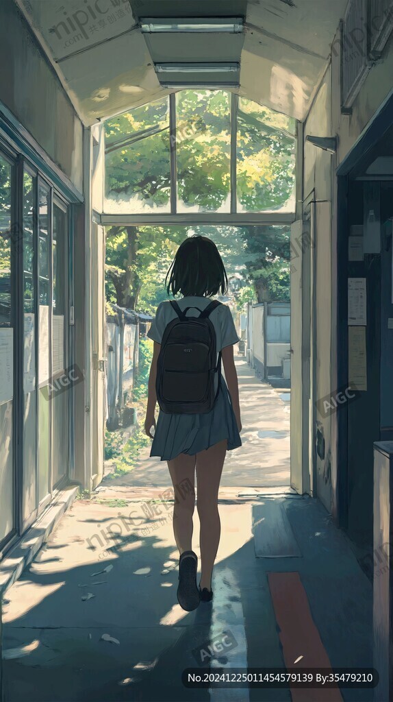 唯美校园插画