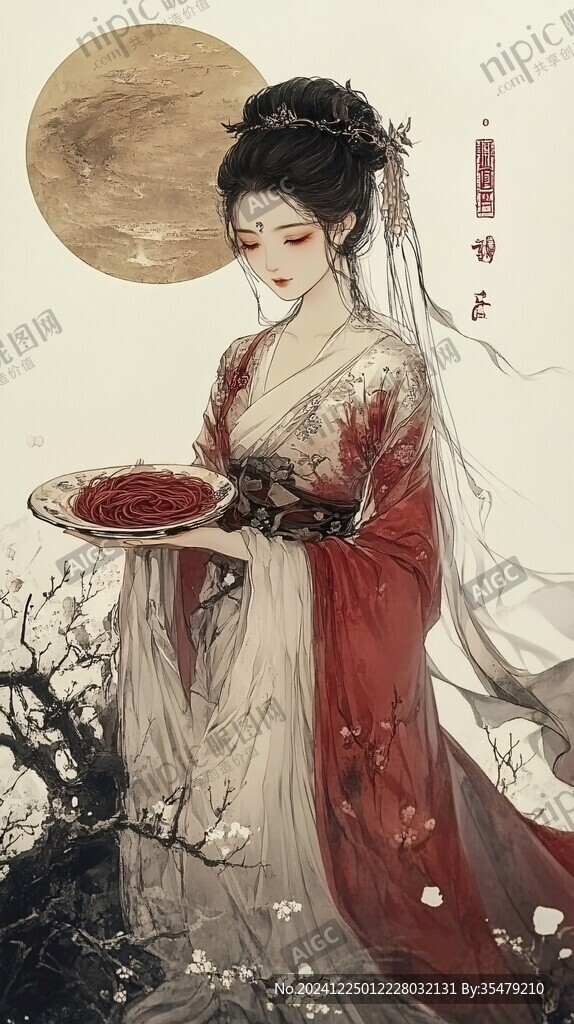 红衣少女设计古风