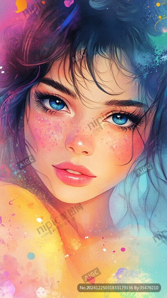 数字美女插画