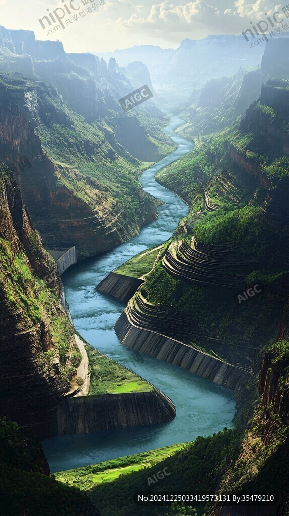 峡谷河道河流