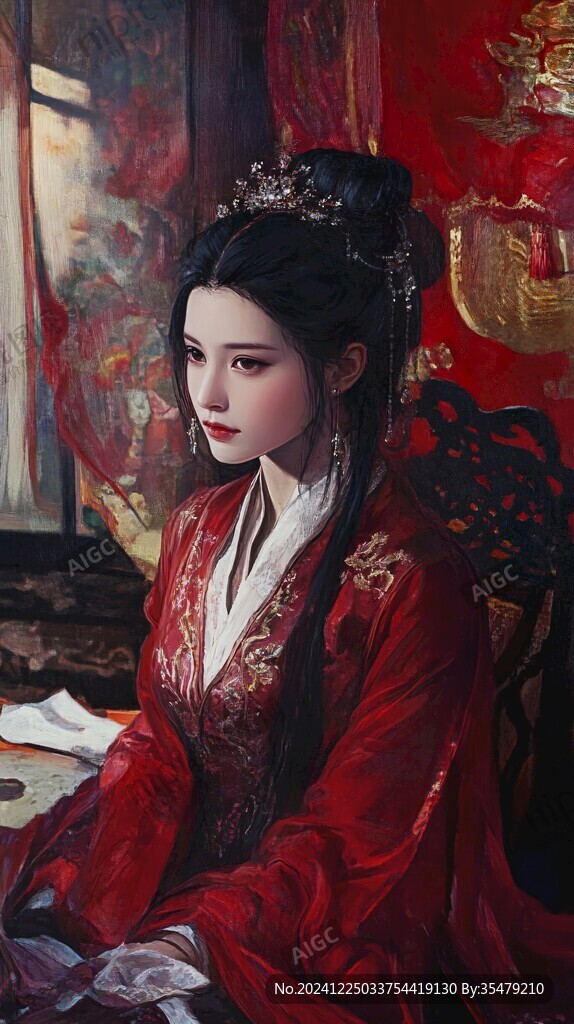 红衣少女设计古风