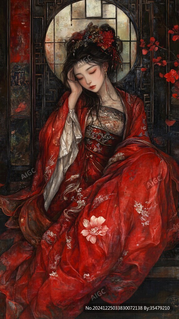 红衣少女设计古风