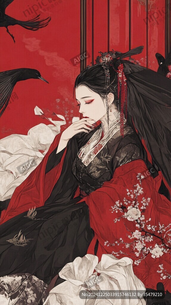 红衣少女设计古风