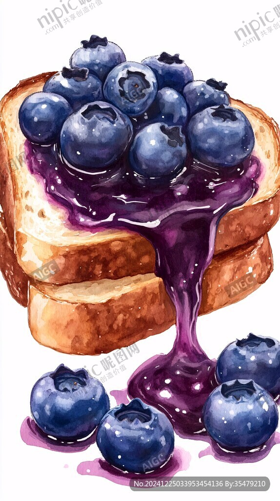 蓝莓蛋糕插画