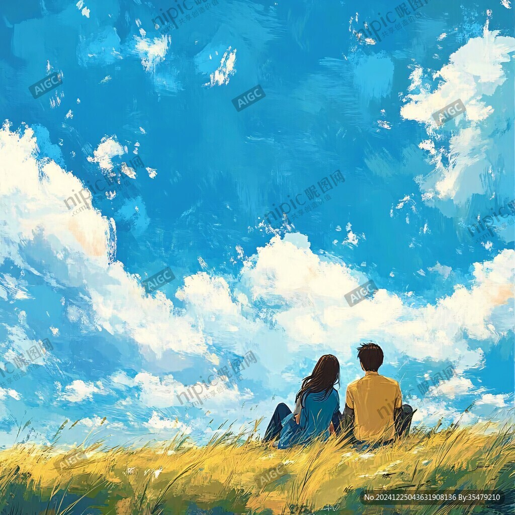 唯美浪漫情侣插画