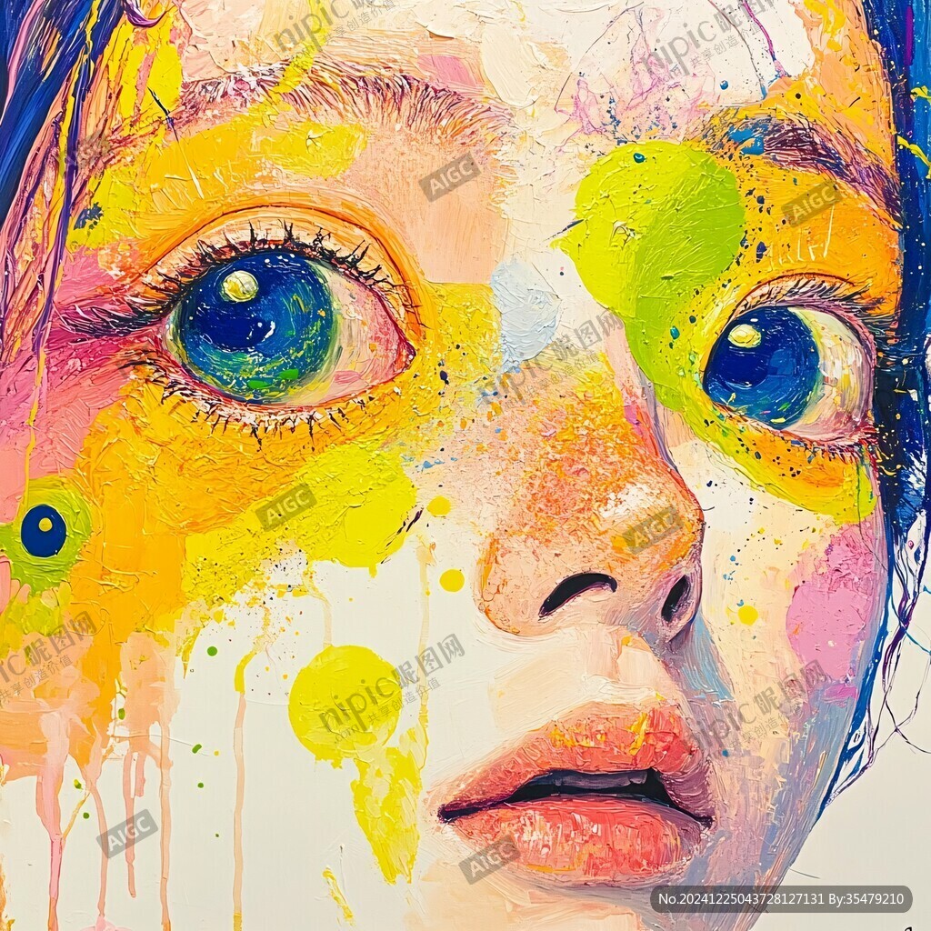 人脸色块拼接装饰画