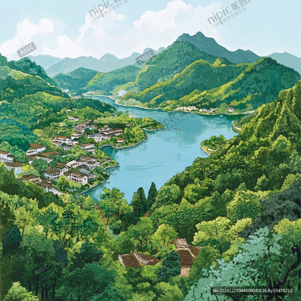 江南香山风景区插画
