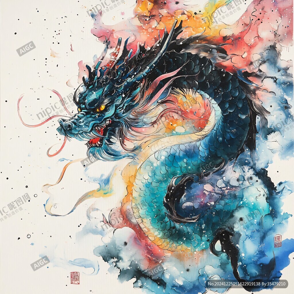 淡彩龙腾