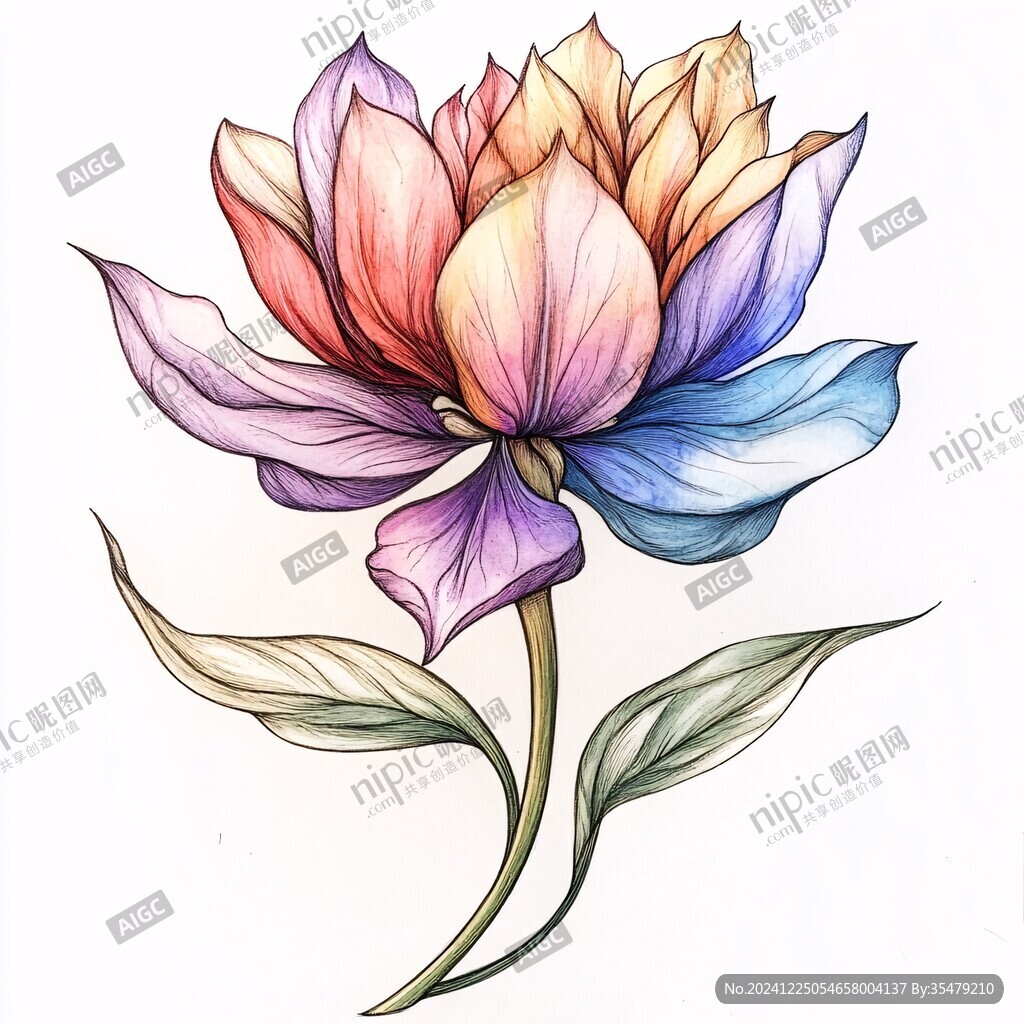 鼠绘精绘莲花花朵