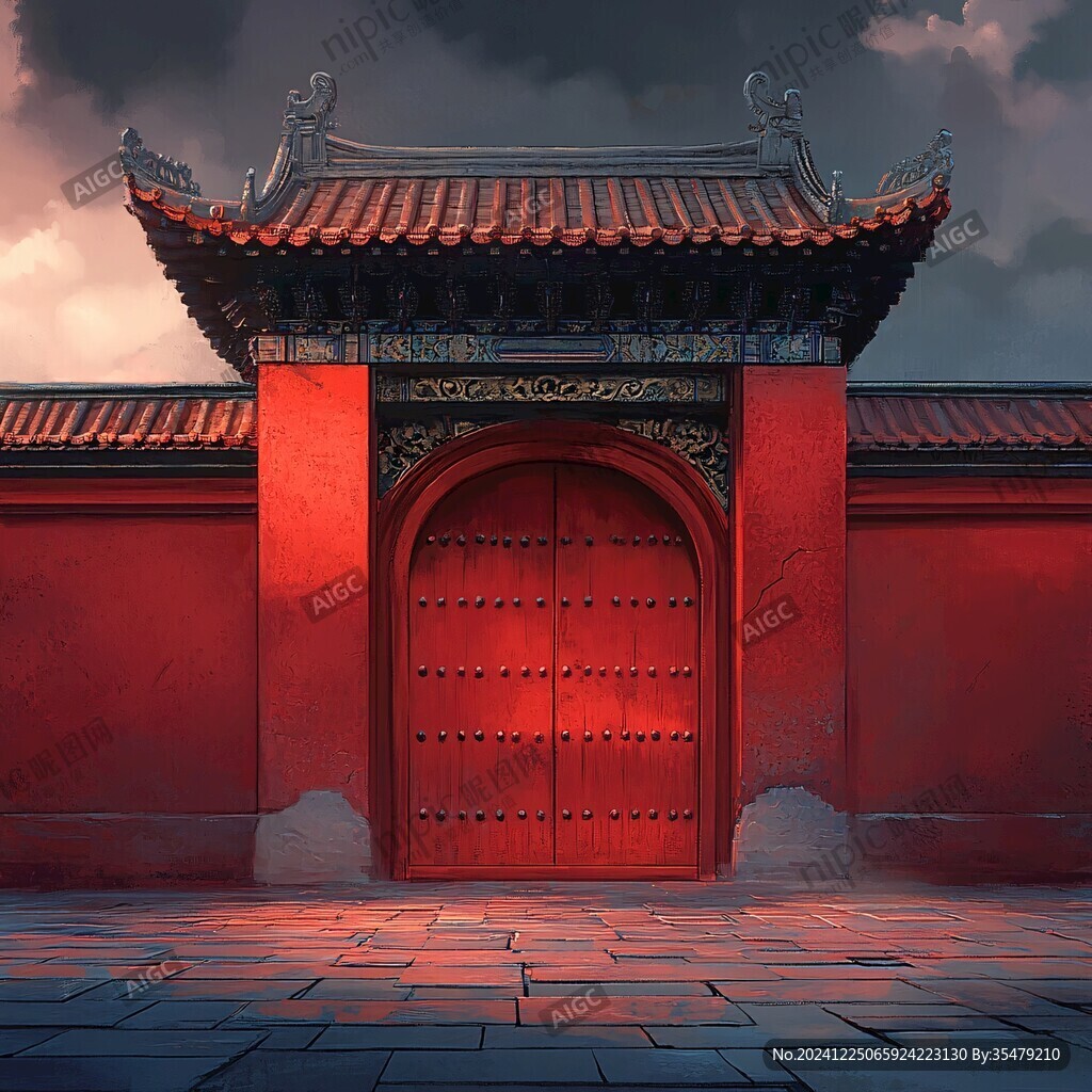 金瓦红门