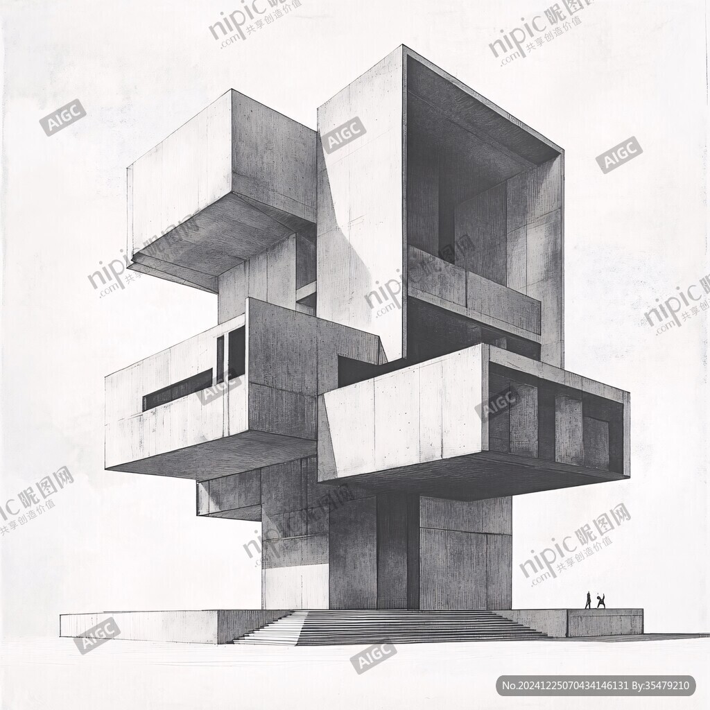 建筑立体手绘
