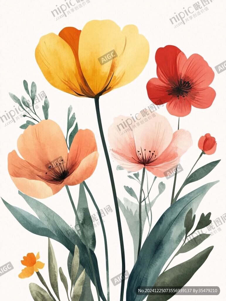 高清花卉插画