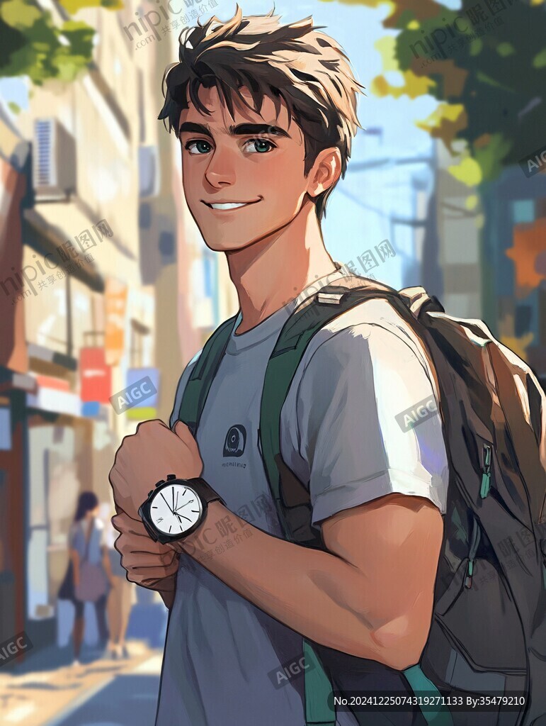 插画阳光男孩