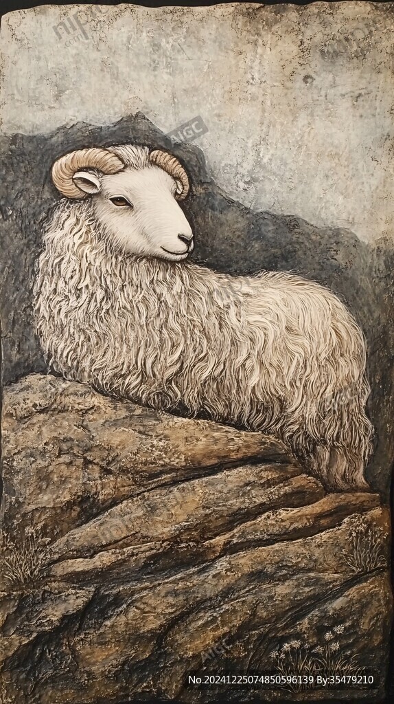 手绘梦幻羊风格装饰画