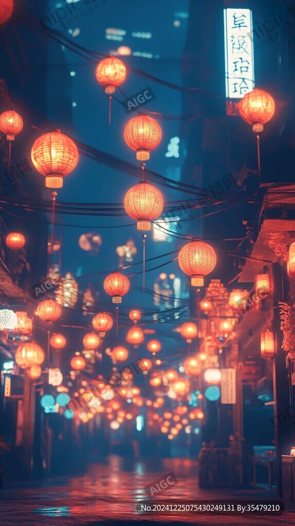 红色新年灯笼街拍