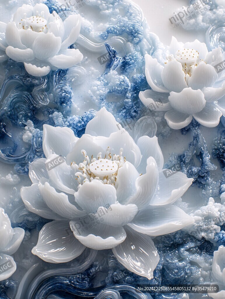 3d浮雕青花瓷