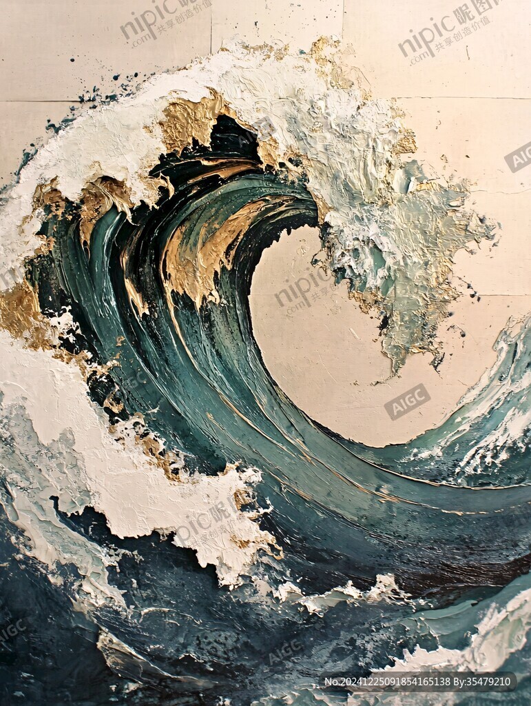 波涛海涛壁画海波海浪