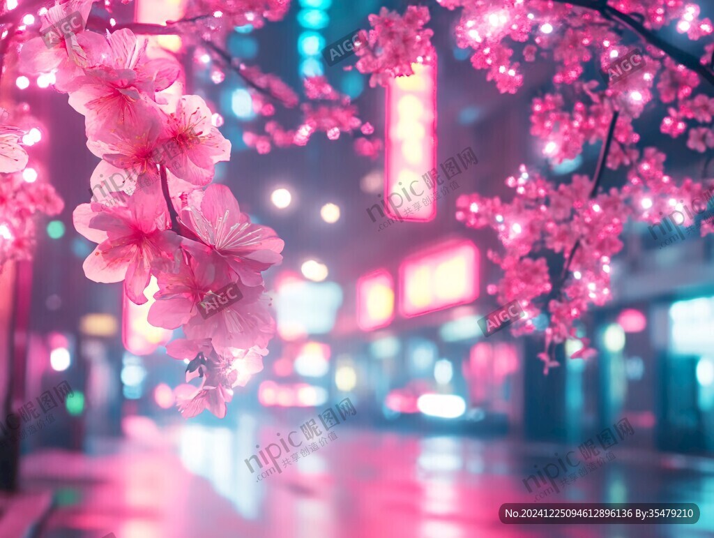 唯美樱花夜景