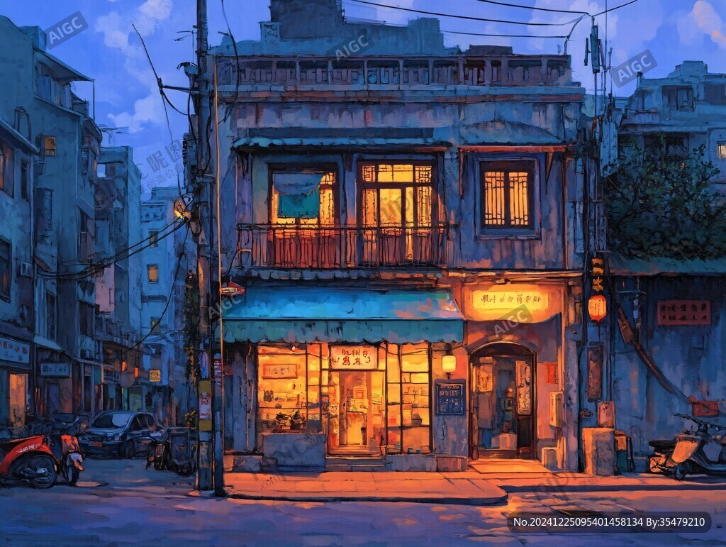 街边小店插画