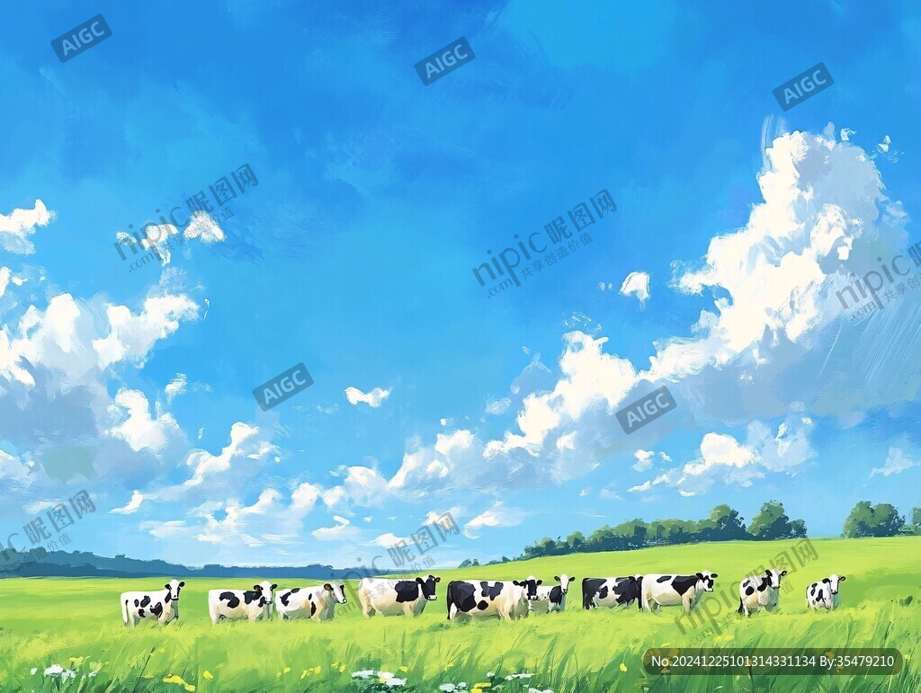 奶牛蓝天白云