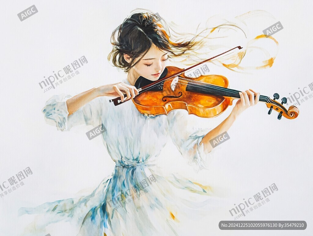 小提琴人物插画