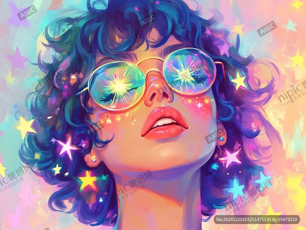 眼镜女孩插画