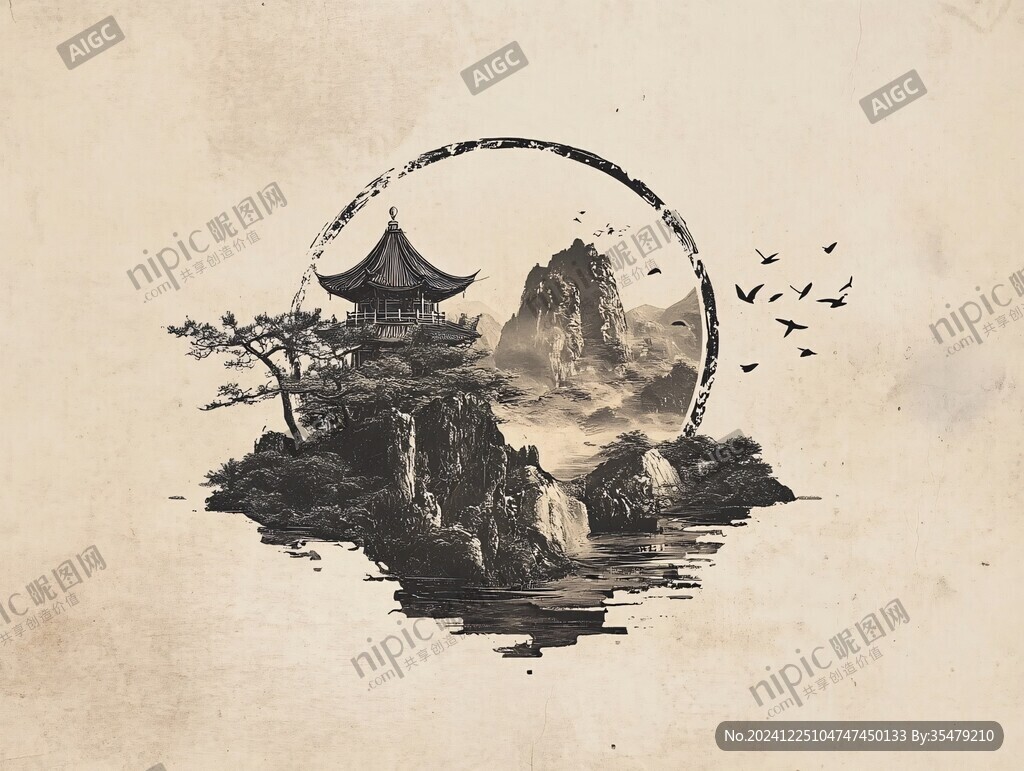 古典古风复古传统山水