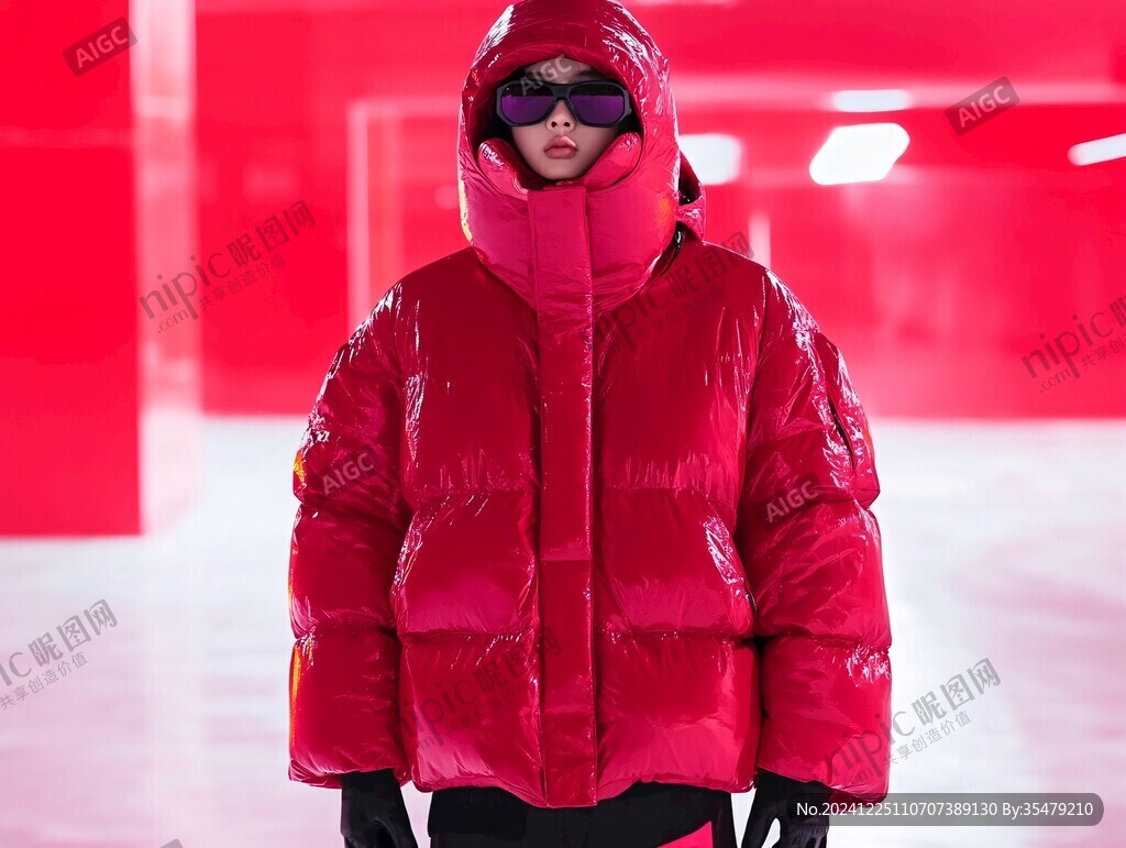 红色棉服